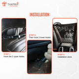 TANTRA Dual-Pocket Car Mesh Organizer – Backseat Net Bag, Barrier for Pets & Kids, Tissue & Purse Holder, Driver Storage Pouch, Car Divider