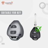 TANTRA TPU Key Cover and Metal Keychain Compatible for innova, Fortuner 2 Button Smart Key (Grey Pack of 1)