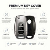 TANTRA Premium TPU Key Cover and Round Key Chain Compatible With Mahindra XUV300 & Alturas G4 3 Button Flip Key | Full Protection Soft TPU Key Case Cover | Scratch Resistant Premium Finish