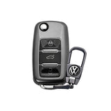 TANTRA Premium TPU Key Cover and Metal Key Chain Compatible With Skoda & Volkswagen 3 Button Flip Key | Compatible with Polo, Vento, Jetta, Ameo, Passat, Rapid, Laura, Superb, Octavia, Fabia & Yeti