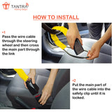 TANTRA Heavy Duty Steering Wheel Lock, Alloy Steel Anti-Theft Car Lock with Safety Belt Buckle Attachment, 3 Keys for Truck, SUV, Van, Hatchback - Vehicle Security Steering Wheel Immobilizer