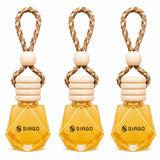 TANTRA Car Perfume Hanging Pod | Lemon Fragrance | Pack of 3 | Premium Hanging Car Air Freshener | Natural Essential Fragrance Oils | Glass Bottle with Wooden Diffuser Lid | Lasts Up to 60 Days