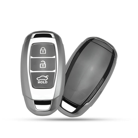 TANTRA TPU Key Cover Compatible with Hyundai Verna | Kona | i20 3Button Flip Key (Grey)