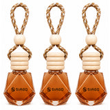 TANTRA Car Perfume Hanging Pod | Chandan Fragrance | Pack of 3 | Premium Hanging Car Air Freshener | Natural Essential Fragrance Oils | Glass Bottle with Wooden Diffuser Lid | Lasts Up to 60 Days