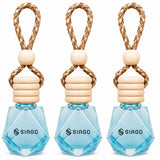 TANTRA Car Perfume Hanging Pod | Aqua Fragrance | Pack of 3 | Premium Hanging Car Air Freshener | Natural Essential Fragrance Oils | Glass Bottle with Wooden Diffuser Lid | Lasts Up to 60 Days