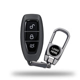 TANTRA TPU Key Cover and Metal Key Chain Compatible with Ford Fiesta Focus Kuga C-Max Grand C-Max Galaxy B-Max S-Max | 3 Button Smart Remote Key Case | Grey