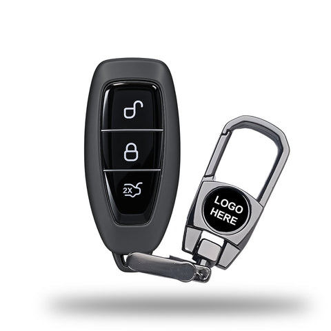 TANTRA TPU Key Cover and Metal Key Chain Compatible with Ford Fiesta Focus Kuga C-Max Grand C-Max Galaxy B-Max S-Max | 3 Button Smart Remote Key Case | Grey