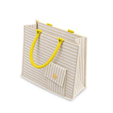 TANTRA Jute Bags With Zip | White Tote Bag for Women & Men | Small Carry Bag with Mobile Pocket | Water Bottle & Lunch Bag | Natural Cotton Handles | Reusable Shopping Bag (Small)
