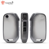 TANTRA TPU Key Cover and Round Key Chain Compatible With Kia Seltos 2023 2024 HTE 3 Button Flip Key (Grey)