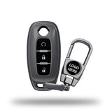 TANTRA TPU Key Cover and Metal Key Chain Compatible with Nissan Ariya X-Trail Qashqai Altima Teana, 3 Button Smart Key Case, Soft Silicone Car Key Protector with Keychain, Grey
