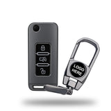 TANTRA TPU Key Cover and Metal Key Chain Compatible with Mahindra XUV500 3 Button Flip Key | Durable Key Protector | Soft TPU Key Fob Cover | Grey