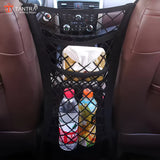 TANTRA Dual-Pocket Car Mesh Organizer – Backseat Net Bag, Barrier for Pets & Kids, Tissue & Purse Holder, Driver Storage Pouch, Car Divider