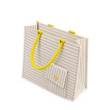 TANTRA Jute Bags With Zip | White Tote Bag for Women & Men | Medium Carry Bag with Mobile Pocket | Water Bottle & Lunch Bag | Natural Cotton Handles | Reusable Shopping Bag (Medium)