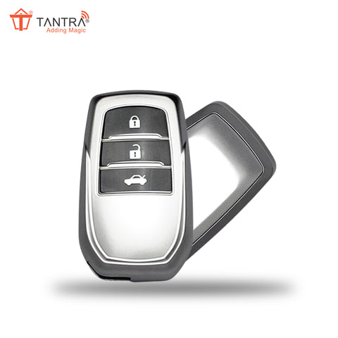 TANTRA Premium TPU Key Cover Compatible with Toyota Fortuner | Fortuner Legender | Innova Hycross 3 Button Smart Key (Grey Pack of 1)