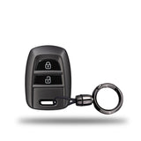TANTRA TPU Key Cover and Round Key Chain Compatible with Hyundai Santro, Eon, i10 Grand 2 Button Flip Key | Durable Key Protector | Premium Soft TPU Key Fob Cover | Grey