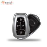 TANTRA TPU Key Cover and Metal Keychain Compatible for Tata Nexon | Harrier | Safari | Altroz | Tigor | EV | Punch | Tiago EV Electric 4 Button Smart Key (Grey Pack of 2)