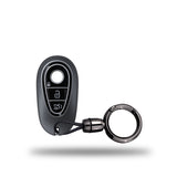 TANTRA TPU Key Cover and Round Key Chain Compatible with Mercedes Benz Key Shell Protector for 2020-2022 S-Class C-Class 3 Button Smart Key Cover (Grey)