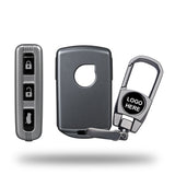 TANTRA TPU Key Cover and Metal Key Chain Compatible with Volvo XC40 XC60 XC90 S60 S90 V60 V90 | 3 Button Smart Remote Key Case | Durable Key Protector | Grey