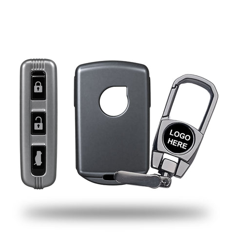 TANTRA TPU Key Cover and Metal Key Chain Compatible with Volvo XC40 XC60 XC90 S60 S90 V60 V90 | 3 Button Smart Remote Key Case | Durable Key Protector | Grey