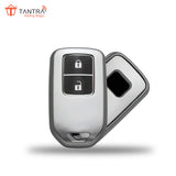 TANTRA TPU Key Cover and Metal Keychain Compatible for Honda BRV | WRV | CRV | Jazz | City 2 Button Smart Key (Grey Pack of 1)