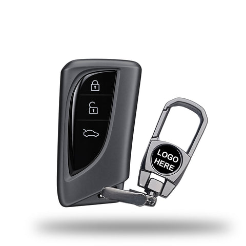 TANTRA TPU Key Cover and Metal Key Chain Compatible with Lexus ES200 ES260 ES300H ES350 GX460 LC500 LC500H LS350 LS500H UX200 UX250H UX260H | 3 Button Flip Key | Grey