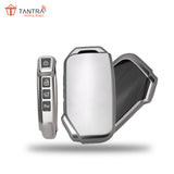 TANTRA TPU Key Cover and Metal Keychain Compatible for Kia Seltos 2023 Facelift HTX | Carens X Line 4 Button Smart Key (Grey Pack of 2)