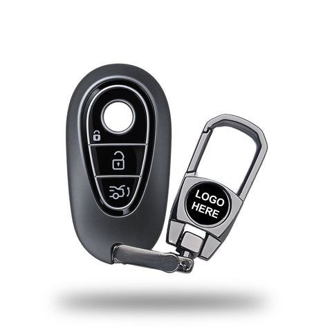 TANTRA TPU Key Cover and Metal Key Chain Compatible with Mercedes Benz Key Shell Protector for 2020-2022 S-Class C-Class 3 Button Smart Key Cover (Grey)