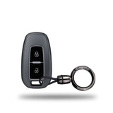 TANTRA TPU Key Cover and Round Key Chain Compatible with Tata Indica Vista, Indigo Manza 2 Button Key | Soft Protective Key Fob Case | Durable Scratch Resistant Key Protector | Grey