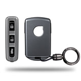 TANTRA TPU Key Cover and Round Key Chain Compatible with Volvo XC40 XC60 XC90 S60 S90 V60 V90 | 3 Button Smart Remote Key Case | Durable Key Protector | Grey