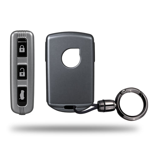 TANTRA TPU Key Cover and Round Key Chain Compatible with Volvo XC40 XC60 XC90 S60 S90 V60 V90 | 3 Button Smart Remote Key Case | Durable Key Protector | Grey