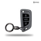 TANTRA TPU Key Cover and Round Key Chain Compatible with Audi Xhorse / Keydiy KD B29 Model Universal Remote Flip Key, 3 Button Smart Key Cover, Protective (Grey)