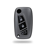 TANTRA TPU Key Cover Compatible with Fiat Linea, Punto & Avventura | 3 Button Flip Key Fob Protector | Soft Durable TPU Key Case | Scratch Resistant Car Key Cover | Grey