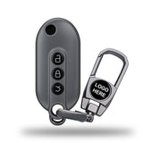 TANTRA TPU Key Cover and Metal Key Chain Compatible with MG Comet EV Electric 3 Button Smart Key, Grey | Premium Soft Silicone Key Case | Shockproof Scratch Resistant Car Key Protector (Grey)