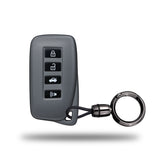 TANTRA TPU Key Cover and Round Key Chain Compatible with Lexus ES GS IS LX NX RX RC RC-F RX450h, 4 Button Flip Key, Durable Key Protector, Premium Soft TPU Key Fob Cover, Grey