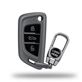 TANTRA TPU Key Cover and Metal Key Chain Compatible with Audi Xhorse / Keydiy KD B29 Model Universal Remote Flip Key, 3 Button Smart Key Cover, Protective (Grey)