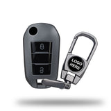 TANTRA TPU Key Cover and Metal Key Chain Compatible with Citroen C3, Basalt, Aircross 2 Button Flip Key | Durable Key Protector | Premium Soft TPU Key Fob Cover | Grey