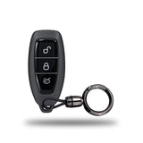 TANTRA TPU Key Cover and Round Key Chain Compatible with Ford Fiesta Focus Kuga C-Max Grand C-Max Galaxy B-Max S-Max | 3 Button Smart Remote Key Case | Grey