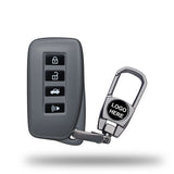 TANTRA TPU Key Cover and Metal Key Chain Compatible with Lexus ES GS IS LX NX RX RC RC-F RX450h, 4 Button Flip Key, Durable Key Protector, Premium Soft TPU Key Fob Cover, Grey