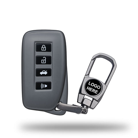 TANTRA TPU Key Cover and Metal Key Chain Compatible with Lexus ES GS IS LX NX RX RC RC-F RX450h, 4 Button Flip Key, Durable Key Protector, Premium Soft TPU Key Fob Cover, Grey