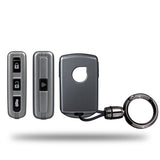 TANTRA TPU Key Cover and Round Key Chain Compatible with Volvo XC40 XC60 XC90 S60 S90 V60 V90 | 4 Button Smart Remote Key Case | Durable Key Protector | Grey