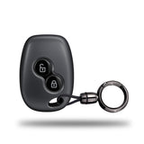 TANTRA TPU Key Cover and Round Key Chain Compatible with Renault Duster Logan Lodgy Kwid Nissan Terrano Mahindra Verito | 2 Button Smart Remote Key Case | Durable Key Protector (Grey)