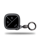 TANTRA TPU Key Cover and Round Key Chain Compatible with MG Comet EV Electric 3 Button Smart Key, Grey | Premium Soft Silicone Key Case | Shockproof Scratch Resistant Car Key Protector (Grey)