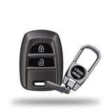 TANTRA TPU Key Cover and Metal Key Chain Compatible with Hyundai Santro, Eon, i10 Grand 2 Button Flip Key | Durable Key Protector | Premium Soft TPU Key Fob Cover | Grey