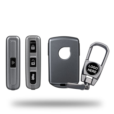 TANTRA TPU Key Cover and Metal Key Chain Compatible with Volvo XC40 XC60 XC90 S60 S90 V60 V90 | 4 Button Smart Remote Key Case | Durable Key Protector | Grey
