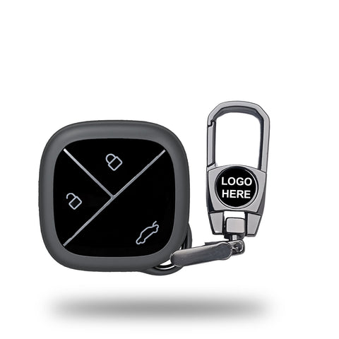 TANTRA TPU Key Cover and Metal Key Chain Compatible with MG Comet EV Electric 3 Button Smart Key, Grey | Premium Soft Silicone Key Case | Shockproof Scratch Resistant Car Key Protector (Grey)