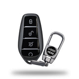 TANTRA TPU Key Cover and Metal Key Chain Compatible with BYD Atto 3, Seal, Sealion, eMax7, Dolphin & Han Smart 4 Button Key | Soft Protective Key Fob Case | Scratch Resistant Key Protector | Grey