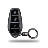 TANTRA TPU Key Cover and Round Key Chain Compatible with BYD Atto 3, Seal, Sealion, eMax7, Dolphin & Han Smart 4 Button Key | Soft Protective Key Fob Case | Scratch Resistant Key Protector | Grey
