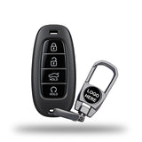 TANTRA TPU Key Cover and Metal Key Chain Compatible with Hyundai Tucson Creta i20 Asta Venue Verna Elantra 4 Button Flip Key | Durable Key Protector | Soft TPU Key Fob Cover | Grey
