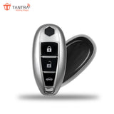 TANTRA TPU Key Cover and Metal Keychain Compatible for Maruti Suzuki Baleno, Vitara Breeza, S Cross, Ciaz, Swift, Ignis, 3 Button Smart Key Cover (Grey Pack of 1)