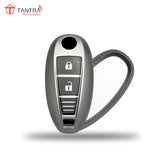 TANTRA TPU Key Cover and Metal Keychain Compatible for Maruti Suzuki Baleno | Ciaz | Swift | Ertiga | Ignis | Ritz | S-Cross | SX4 | Vitara Brezza 2 Button Smart Key Cover (Grey Pack of 2)